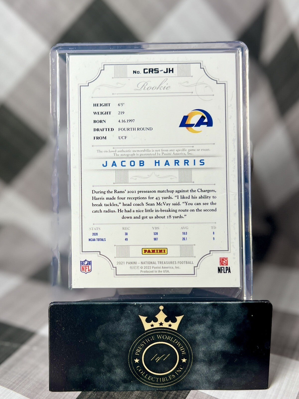 Jacob Harris 2021 National Treasures Rookie Patch Auto /99 #CRS-JH Chargers RPA