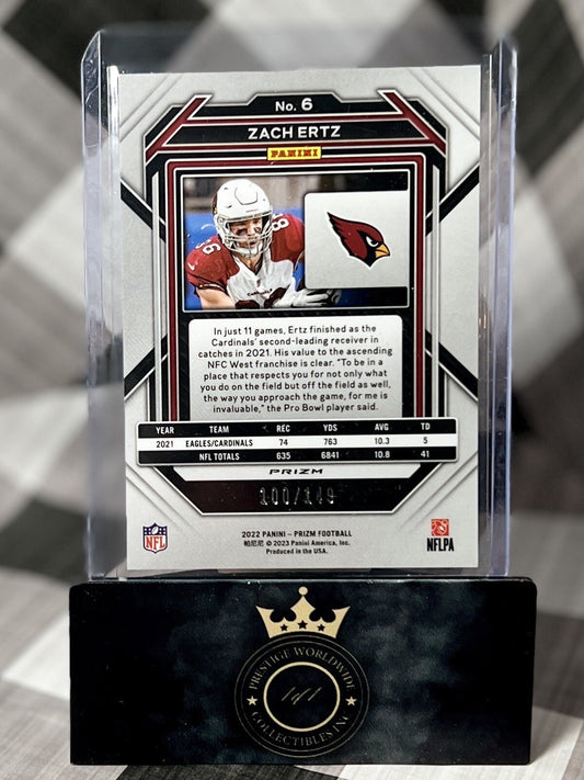 Zach Ertz 2022 Panini Prizm Red Wave Prizm /149 #6 Arizona Cardinals