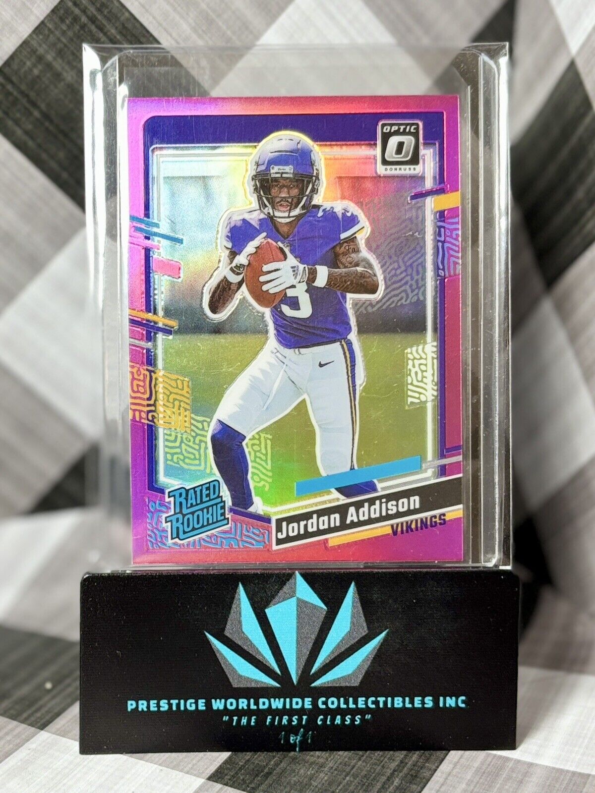 Jordan Addison 2023 Panini Donruss Optic Rated Rookie Pink Holo #368 Vikings RC