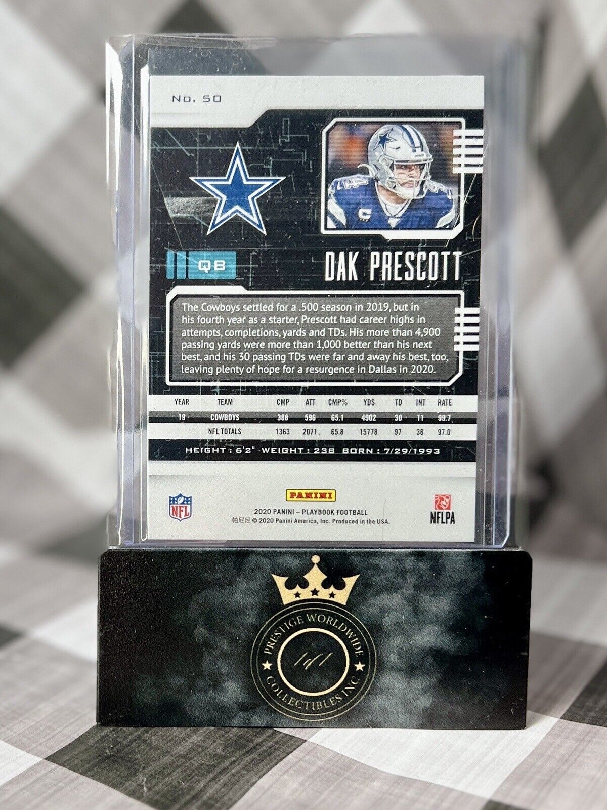 Dak Prescott 2020 Panini Playbook Bronze Parallel #50 Dallas Cowboys Short Print