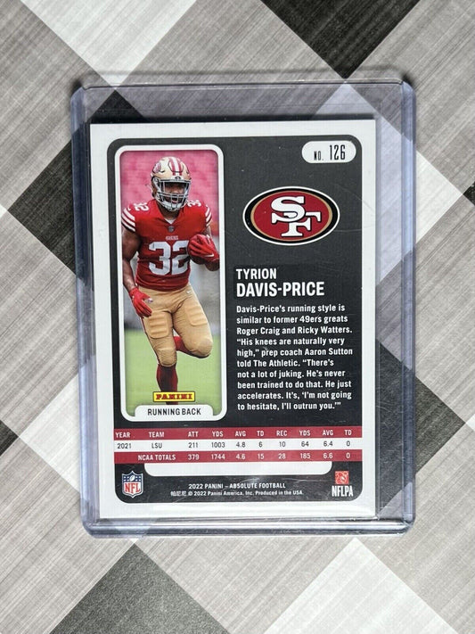 2022 Panini Absolute Tyrion Davis-Price Green Wave Rookie Card RC 029/50 49ers