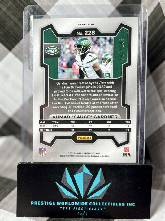 Ahmad "Sauce" Gardner 2023 Panini Prizm Red Wave Prizm /149 #228 New York Jets