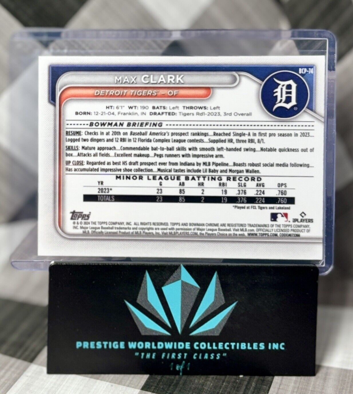 Max Clark 2024 Bowman Chrome Mega Mojo Refractor #BCP-74 Detroit Tigers