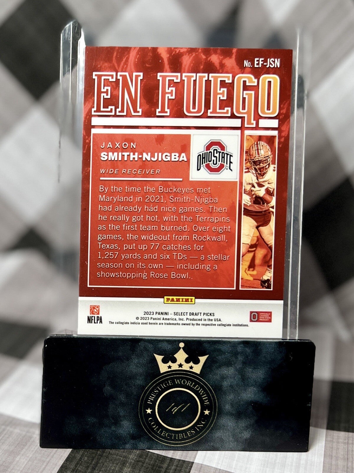 Jaxon Smith-Njigba 2023 Panini Select Draft Picks En Fuego #EF-JSN SEA & OSU