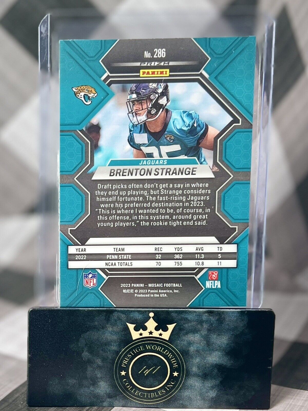 Brenton Strange 2023 Panini Mosaic Pink Camo Prizm Rookie #286 Jaguars RC