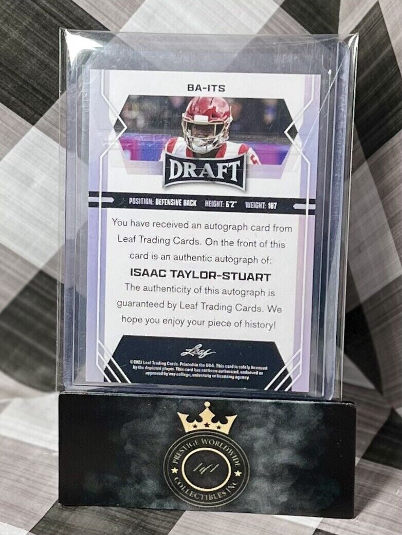 Isaac Taylor-Stuart 2022 Leaf Draft Football Rookie AUTO RC #BA-ITS DAL Cowboys