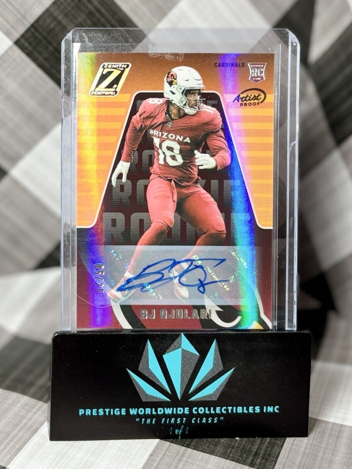 BJ Ojulari 2023 Zenith Rookie Artist Proof Auto SSP /25 #105 AZ Cardinals RC