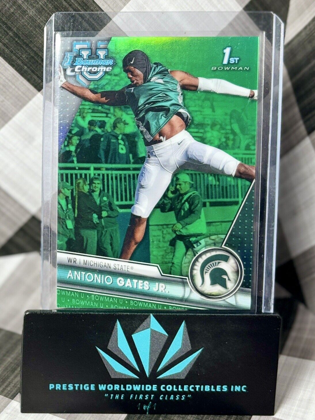 Antonio Gates Jr. 2023 Bowman Chrome U Green Rookie /99 #174 MSU Spartans