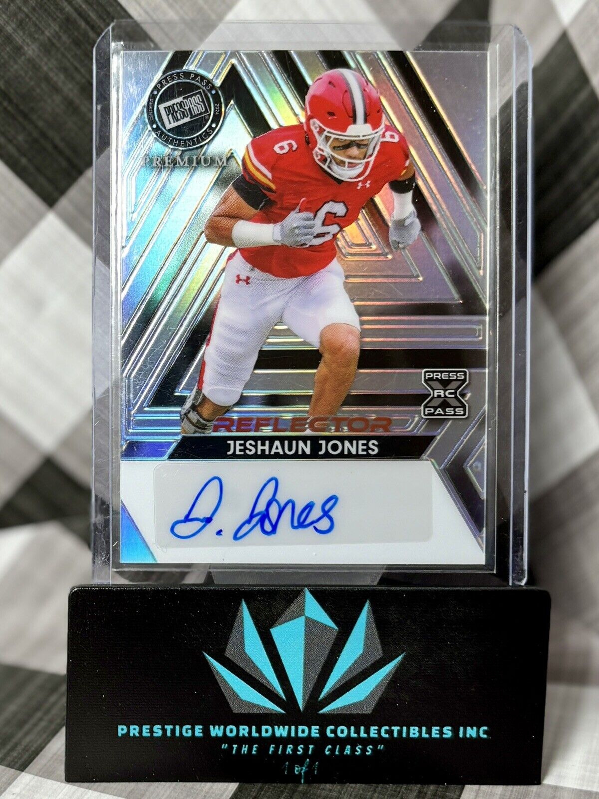 Jeshaun Jones 2024 Leaf Press Pass Silver Rookie Auto 1/25 #BA-JJ2 MN Vikings RC