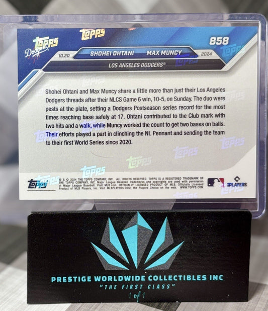 Shohei Ohtani & Max Muncy 2024 Topps NOW MLB NLCS Base #858 Los Angeles Dodgers
