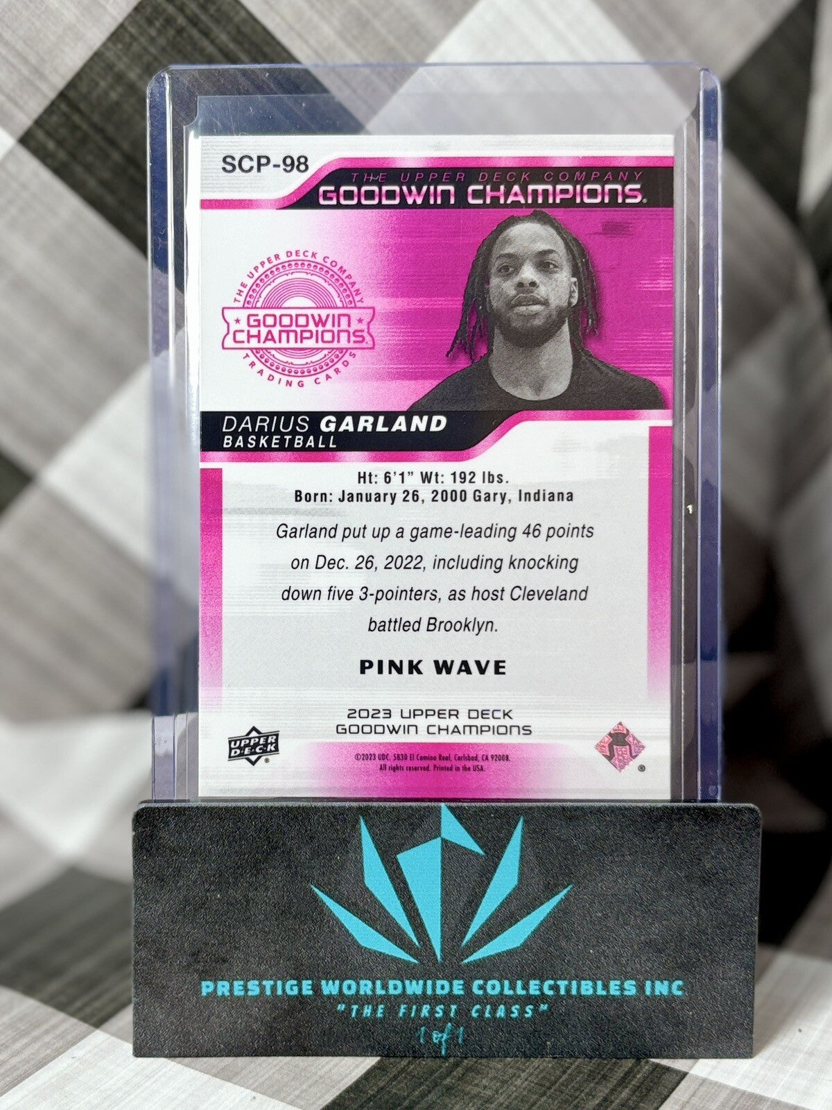 Darius Garland 2023 UD Goodwin Champions Splash Of Color Pink Wave #SCP-98 Cavs