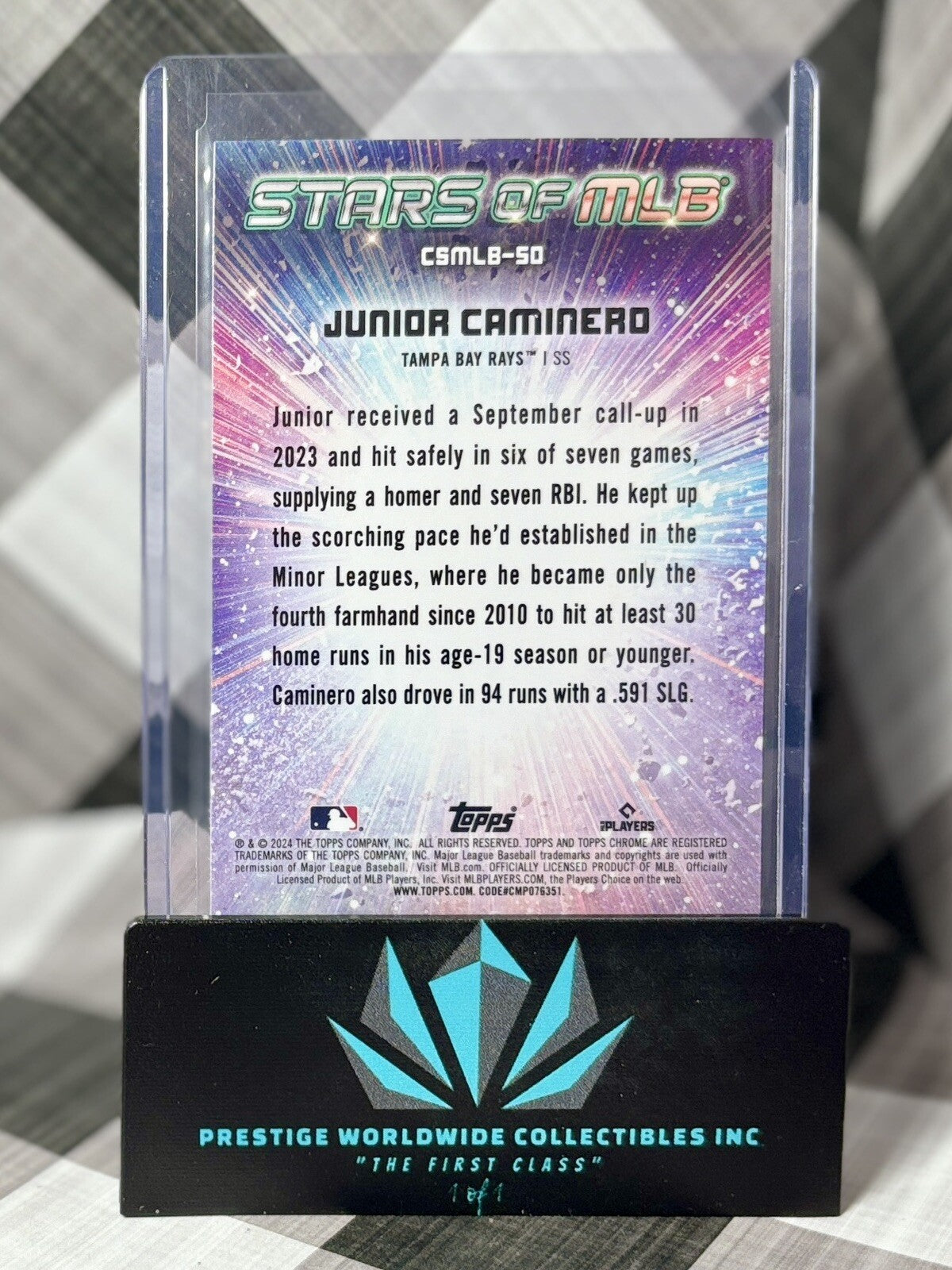 Junior Caminero 2024 Topps Series 2 Chrome Stars Of MLB Rookie #CSMLB-50 TB Rays