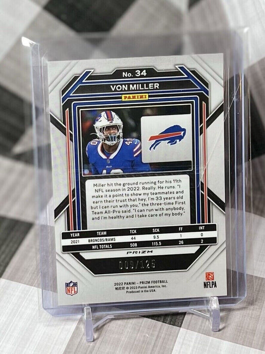 VON MILLER 2022 PANINI PRIZM FOOTBALL PURPLE PRIZM /125 #34 - BUFFALO BILLS SP