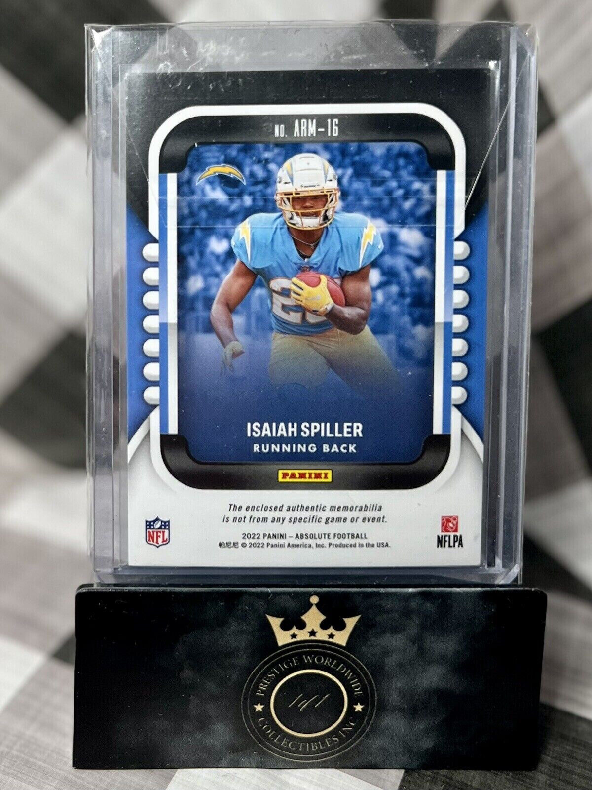 Isaiah Spiller 2022 Panini Absolute Rookie Jersey Patch #ARM-16 LA Chargers RC