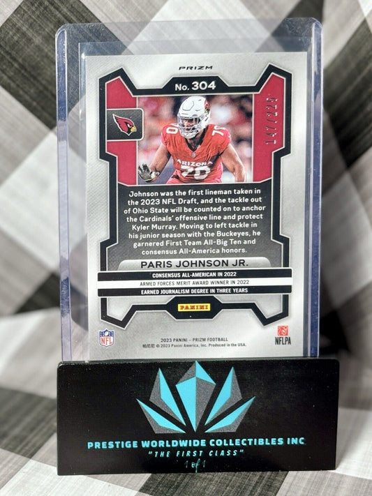 Paris Johnson Jr. 2023 Prizm Purple Cracked Ice Rookie /225 #304 Cardinals RC