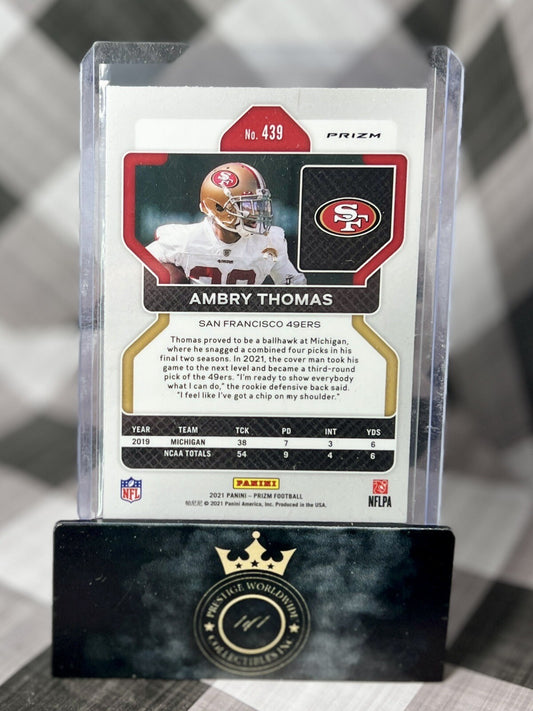 Ambry Thomas 2021 Panini Prizm Pink Prizm Rookie #439 San Francisco 49ers RC