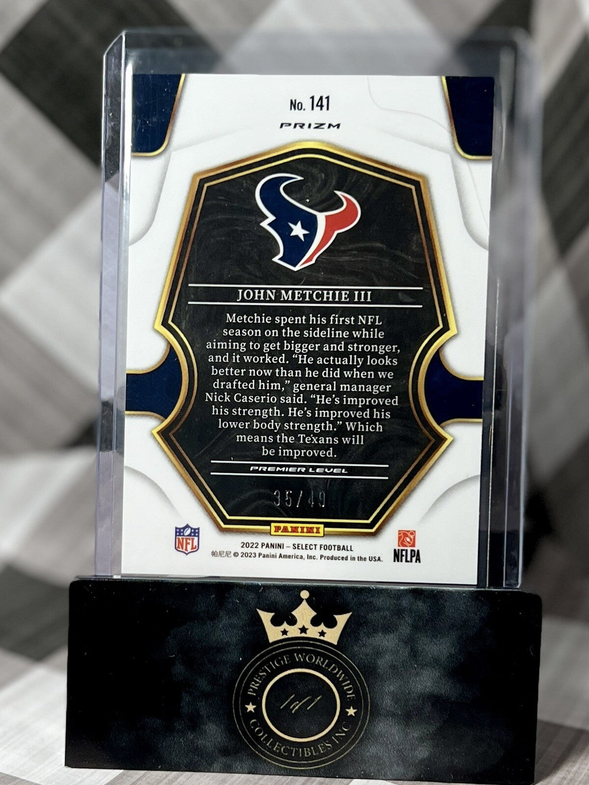John Metchie III 2022 Select Neon Green Prizm Premier Level /49 #141 HOU Texans