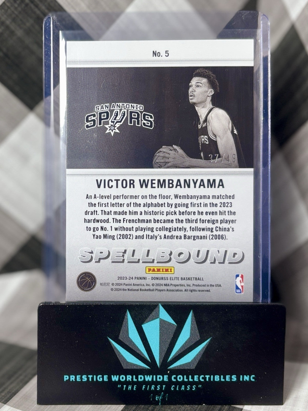 Victor Wembanyama 2023-24 Donruss Elite Spellbound Purple Rookie /49 #5 Spurs RC