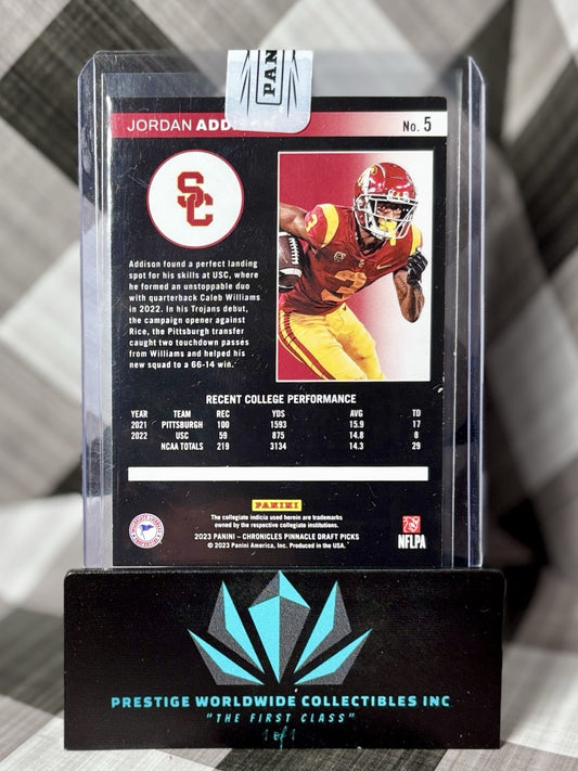 Jordan Addison 2023 Chronicles Pinnacle Draft Picks Platinum 1/1 #5 USC Vikings