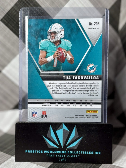 Tua Tagovailoa 2020 Panini Mosaic Green Prizm Rookie #203 Miami Dolphins RC