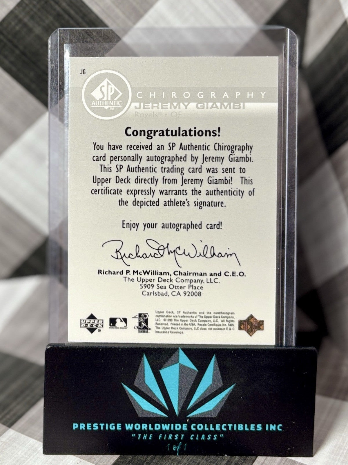 Jeremy Giambi 1999 SP Authentic Chirography Auto #JG Oakland Athletics SP