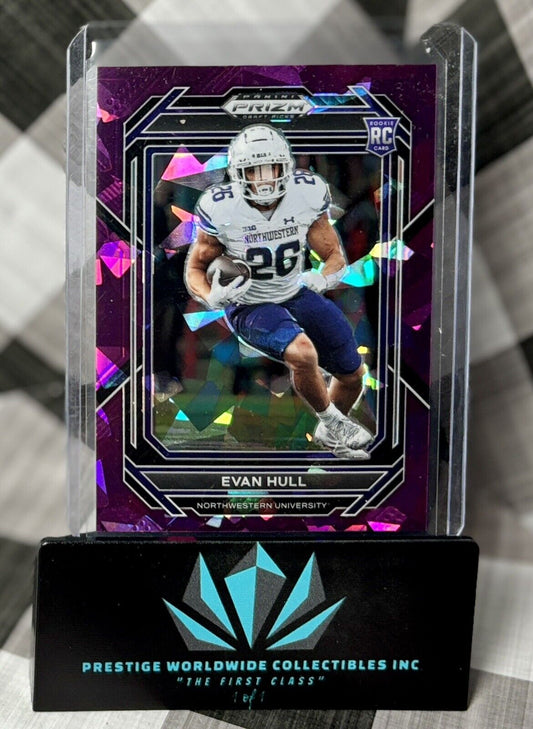 Evan Hull 2023 Prizm Draft Picks Purple Ice Rookie /149 #133 Nebraska & Colts RC