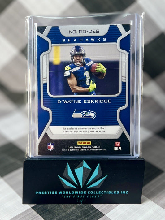 D'Wayne Eskridge 2021 Playbook Gridiron Gear Rookie Patch #GG-DES Seahawks RC