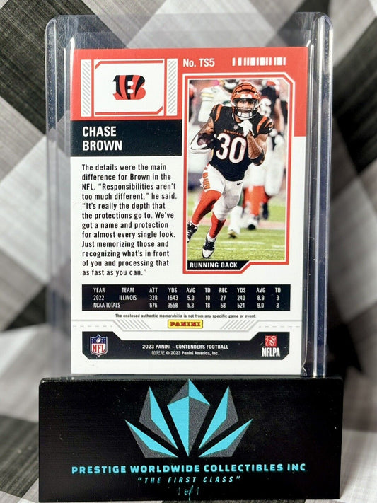 Chase Brown 2023 Contenders Rookie Ticket Patch #TS5 Cincinnati Bengals RC