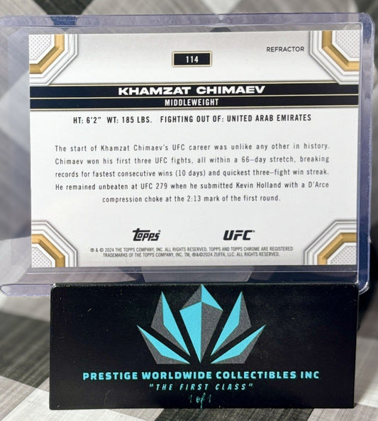 Khamzat Chimaev 2024 Topps Chrome UFC Sepia Refractor #114 Middleweight