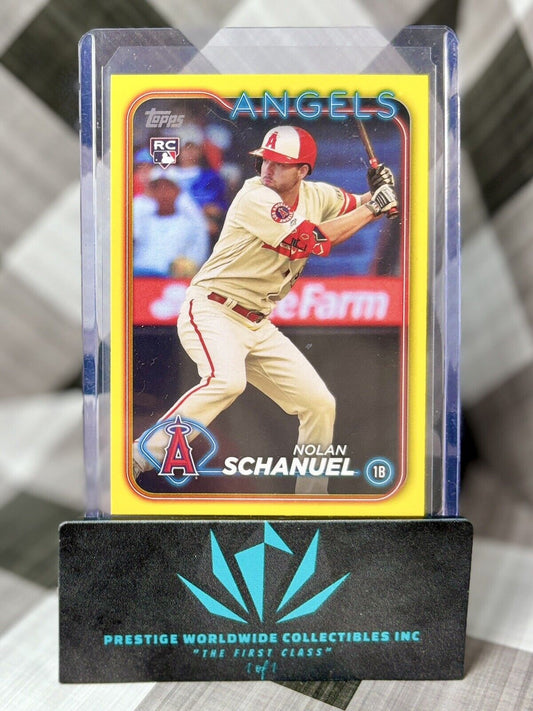 Nolan Schanuel 2024 Topps Series 1 Yellow Parallel Rookie #53 LA Angels RC