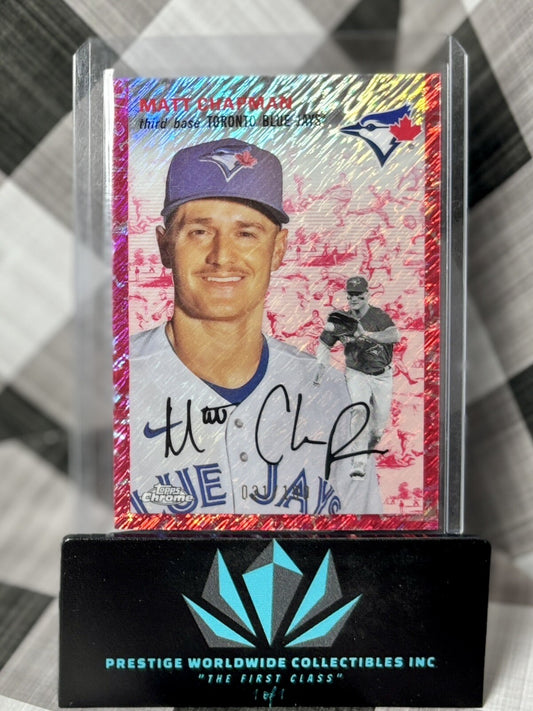 Matt Chapman 2023 Topps Chrome Platinum Toile Cream Fuchsia /100 #313 Blue Jays