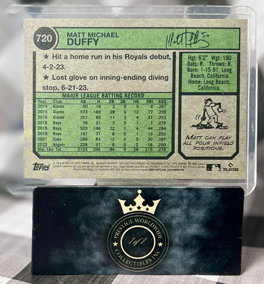 Matt Duffy 2023 Topps Heritage High Number SP #720 Kansas City Royals