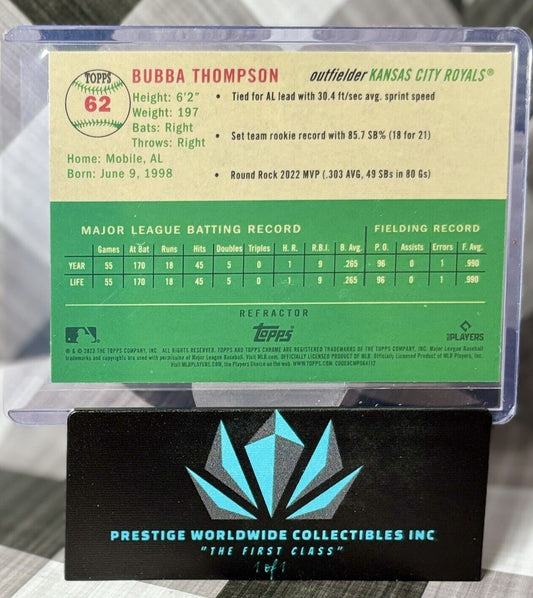 Bubba Thompson 2023 Topps Chrome Platinum Rookie Refractor #62 KC Royals RC
