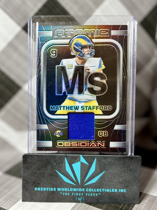 Matthew Stafford 2023 Panini Obsidian Atomic Materials Patch /199 #AMA-MST Rams
