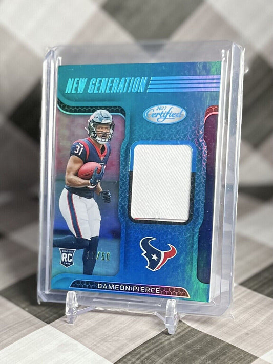 DAMEON PIERCE 2022 PANINI CERTIFIED MIRROR NEW GENERATION TEAL PATCH /50 #NGJ-DP