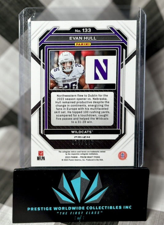 Evan Hull 2023 Prizm Draft Picks Purple Ice Rookie /149 #133 Nebraska & Colts RC