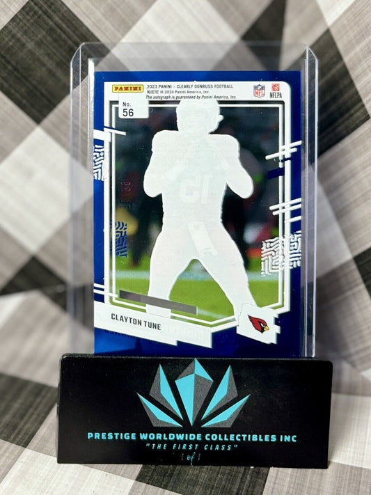 Clayton Tune 2023 Clearly Donruss Rated Rookie Auto Blue /99 #56 AZ Cardinals RC