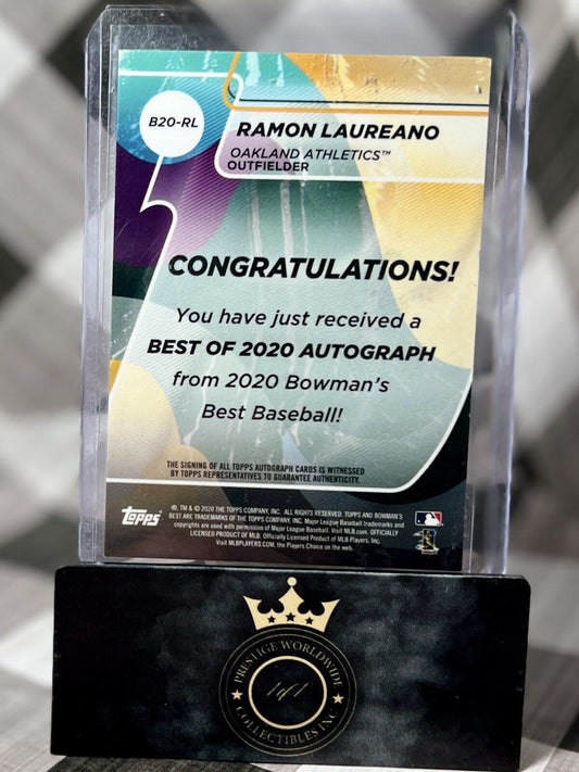 RAMON LAUREANO 2020 Bowman's Best BLUE REFRACTOR AUTO /150 #B20-RL OAK ATHLETICS