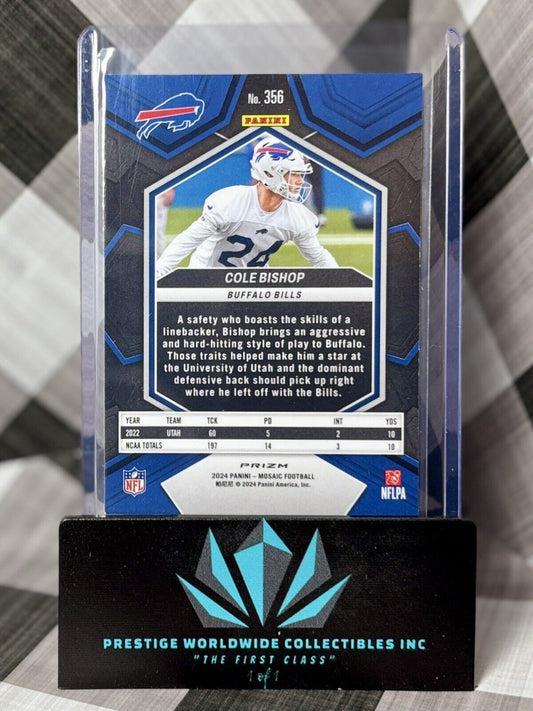 Cole Bishop 2024 Panini Mosaic Silver Mosaic Rookie #356 Buffalo Bills RC