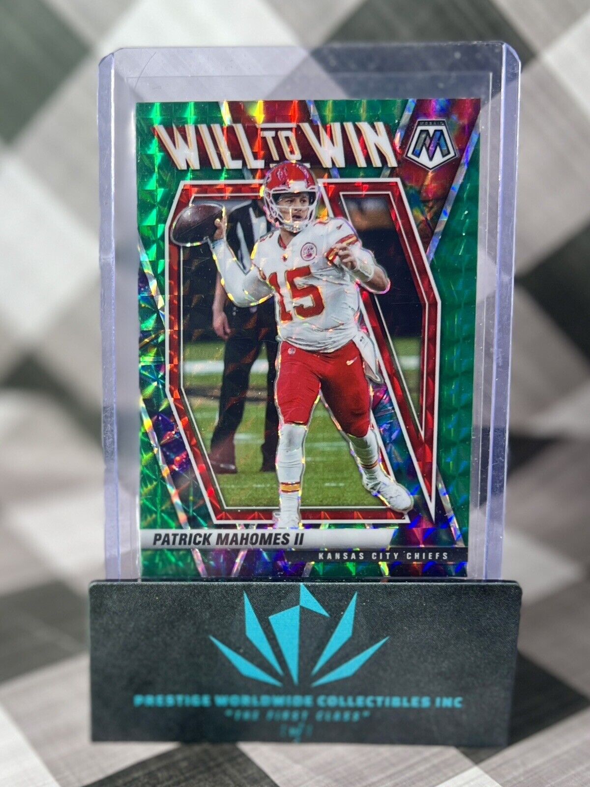 Patrick Mahomes II 2021 Panini Mosaic Will To Win Green Mosaic #WW-2 KC Chiefs