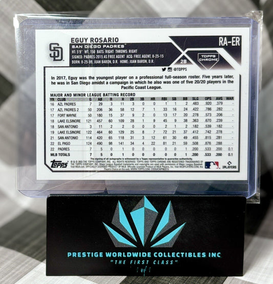 Eguy Rosario 2023 Topps Chrome Rookie Auto #RA-ER San Diego Padres RC SP