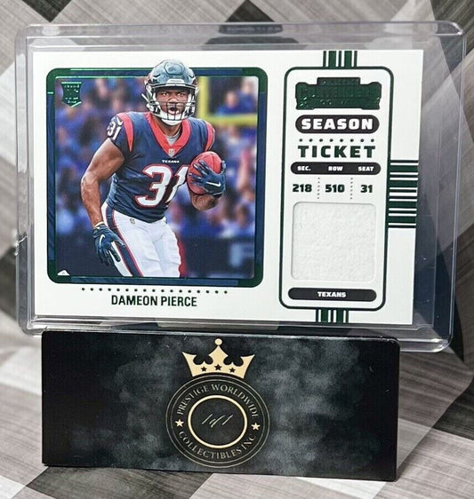 Dameon Pierce 2022 Contenders Emerald Rookie Variation Patch #RSV-DPI Texans RC