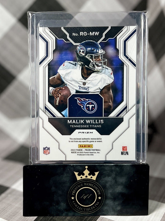 Malik Willis 2022 Panini Prizm Rookie Gear Silver Prizm Patch #RG-MW Titans RC