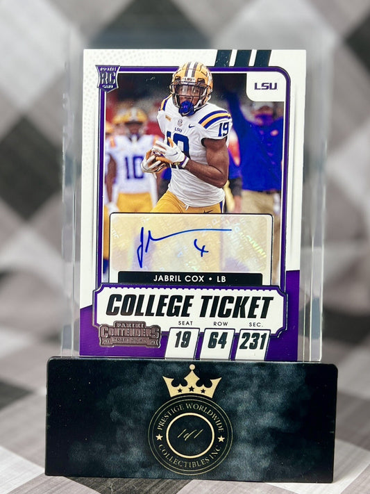 Jabril Cox 2021 Contenders Draft Picks College Ticket Rookie Auto #201 WA Cmdrs