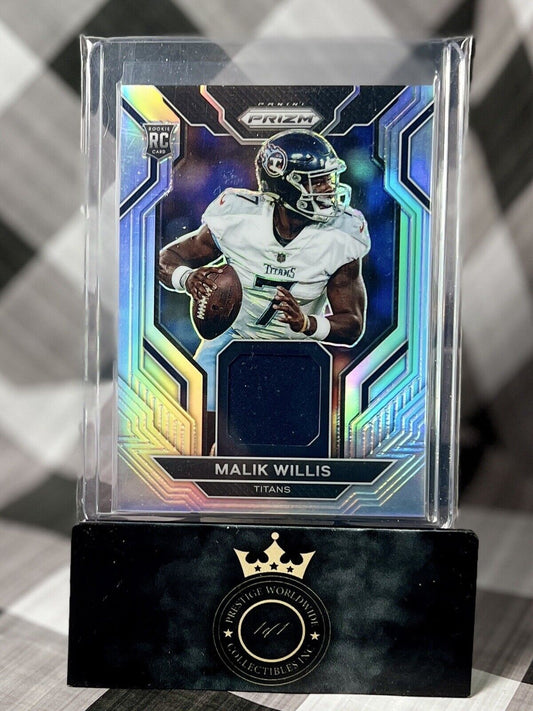 Malik Willis 2022 Panini Prizm Rookie Gear Silver Prizm Patch #RG-MW Titans RC
