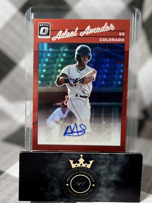 Adael Amador 2023 Donruss Optic 1990 Retro RED Signatures /60 #1990-AA Rockies