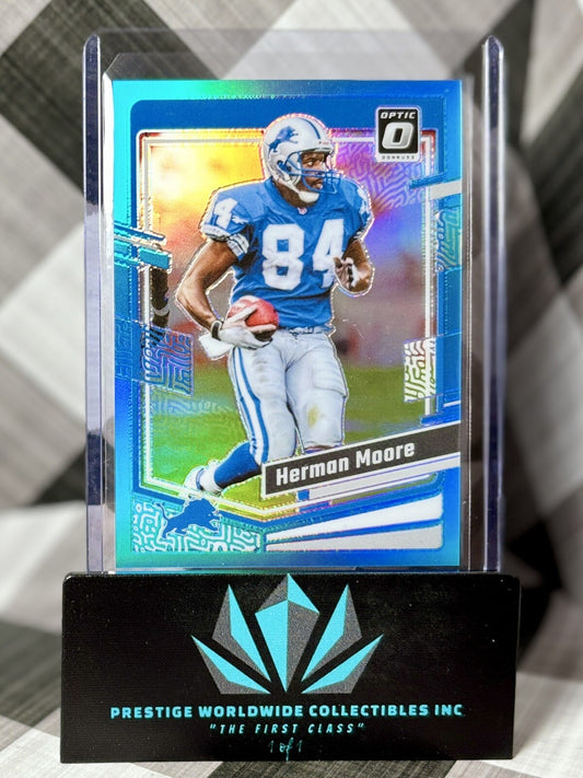 Herman Moore 2023 Donruss Optic Aqua Prizm /299 #61 Detroit Lions Color Match
