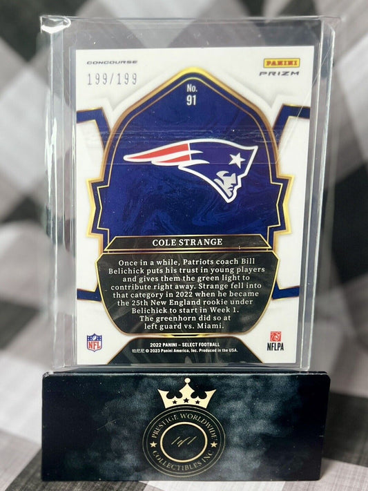 Cole Strange 2022 Select Blue Checkerboard Rookie Bookend 199/199 #91 Patriots