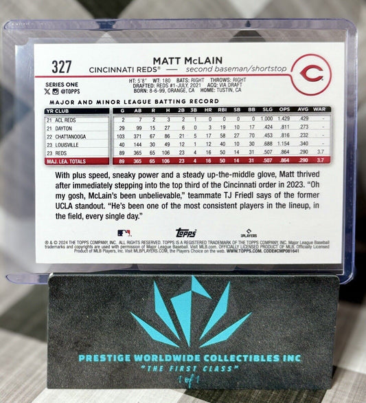 Matt Mclain 2024 Topps Series 1 Easter Foil Rookie #327 Cincinnati Reds RC
