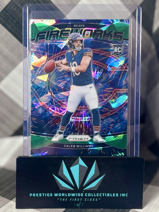 Caleb Williams 2024 Panini Prizm Green Cracked Ice Fireworks Rookie #25 Bears RC